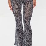 Revolve Forever 21 Green Black Blue Mesh Sheer Tribal Aztec Pattern Open Cut Out Wide Leg Flare Bell Bottom Pants Flare Photo 2