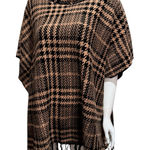 Houndstooth plaid Fringe turtleneck Poncho cape M/L Black Size undefined Photo 0
