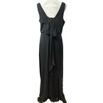 Social Bridesmaids Maxi Gown Dress Bow Accent Lined Sleeveless Black W 16 NWOT Photo 3