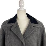 Vintage Jofeld Wool Blend Velvet Trim Black Pea Coat Size Medium Gray Photo 3