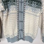 DALE OF NORWAY Fair Isle Wool Knit Clasp Ski Cardigan Sweater Cream Green US L Green Size L Photo 2