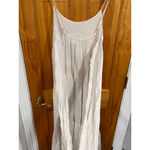l*space L* White Crinkle Tiered Maxi Dress M Adjustable Straps Boho Beachy Photo 3