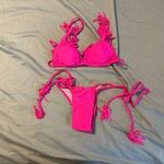 Boutique 2 Piece Pink Bikini Wrap Around Tie Top & Side Tie Bottoms Photo 3