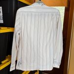 Sundance  White Striped Shirt with Gray Floral Accents 100% Cotton Size Large Photo 8