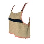 POL Woven Crochet Tank Top Multi-Color Pink Trim Natural Navy Blue Medium Photo 10