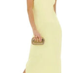 Something Navy Dress Women Large Yellow Silky Essential Criss Cross Back Slip Photo 0