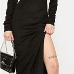 LIONESS  Cut Out Long Sleeve Thigh High Slit Maxi Dress Black Women's Size XS Photo 1