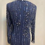 Mac Duggal  sequin formal dress high neck illusion navy formal cocktail Sz‎ 8 NWT Photo 10