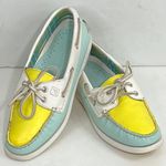 Sperry Top-Sliders Aqua Yellow Leather Boat Shoes Photo 1