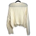 Double Zero Cream Thick Knit Ribbed Frayed Hem Sweater Cardigan Photo 4