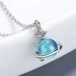 Mini Diamond Waterdrop Necklace Blue Photo 0