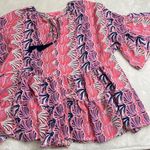 Simply Southern Simply‎ Southern Tiered Blouse Women's Size Large All Over Shell Print Tropical Photo 6