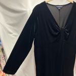 Lands' End  Womens 18 V-Neck Long Sleeve Black Velvet Shift‎ Dress Classic Photo 4