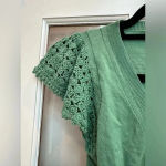 BCBGMAXAZRIA Vintage  Y2K Light Amazon Green Silk Babydoll Knit Blouse Size XS Photo 2
