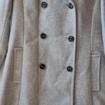 EXPRESS Wool Blend Womens Coat Small Gray Double Breasted unbelted Black Buttons Photo 2