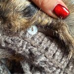 Vintage Express Faux Fur Trimmed Wool Blend Chunky Knit Cardigan Size XS Brown Photo 4