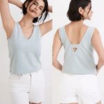 Madewell Jacquard Peekaboo-Back Crop Tank in Faded Shale Photo 1