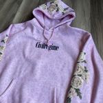 Civil Regime Baby Pink Leopard Print‎ White Roses Hoodie Sz L Thick Chunky Cozy Size L Photo 2