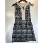 Tabitha Anthropologie Black White Gray Marled Knit Split Neck Shift Dress Size 4 Photo 1
