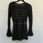 Free People  Back to Black Crochet Lace Bell Sleeve Mini Dress Black Size 2 Photo 7
