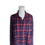 Pact  - Organic Cotton Flannel Button-Up Shirt Red & Navy Plaid Sz L Photo 2