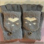 Gray and White Cozy Fingerless Gloves with Paw Print Photo 1