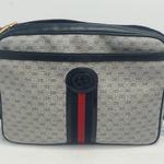 Gucci  Micro Web GG Monogram Crossbody Bag Canvas Navy Gold‎ Vintage Italy Photo 0