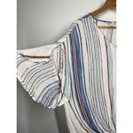 John Paul Richard  Striped Tie Front Top Women’s Medium M Short Flutter Sleeves Photo 2
