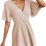 Waffle Knit Mini Dress Tan Photo 0