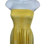Strapless Smocked Yellow White Bohemian Vacation Beach Pool Dress S Photo 1