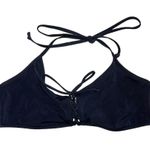 PINK - Victoria's Secret PINK Victoria’s Secret Black Lace Up Tie Front Unlined Bikini Top Photo 0