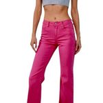 Sneak Peek Hot Pink Mid Rise Kick Flare Jeans size 18 NWT Cropped Raw Hem Photo 0