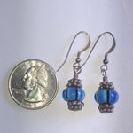 Blue Striped Glass Beaded Boho Earrings Photo 1