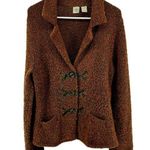 Anthropologie HWR Boucle Knit Cardigan Sweater Collared Button Marled Brown L Photo 0