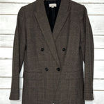 Loft Double Breasted Glen Plaid Brown Blazer Jacket Size 10 Photo 0