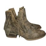 Circle G  Brown Studded Fringe Booties Round Toe 7 Photo 0