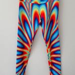 Electro Threads Vibrant Multicolor Rainbow Tie Dye Retro Yoga Workout Leggings Blue Size M Photo 0