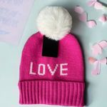NWT LOVE Pom Pom Beanies Hat Pink Photo 2
