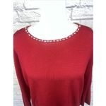 Chico's Red Cold Shoulder Rhinestone Holiday Contemporary Sweater Size 1/Medium Photo 1