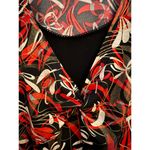 BCX  Women's Blouse Size 1X Red Black Gold Mock Tank Polyester Spandex Metallic Photo 3