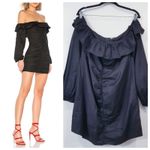 Tularosa  Black Ruffle Zuri Mini Dress Off Shoulder Long Sleeves Photo 1