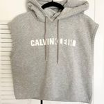 Calvin Klein Jeans Contrast Logo Cropped Hooded Sleeveless Sweatshirt Top VGUC Small Photo 1