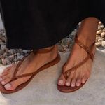 JENNI KAYNE Leather Mila Sandal in Saddle Brown Size 8 Photo 0