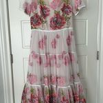 Marchesa Notte Tiered Embroidered Tulle Midi Dress Size 8 Photo 3