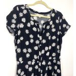 J Jill Black Daisy Print Ruffle Hem Short Sleeve Midi Flowy Dress M (no belt) Size M Photo 9