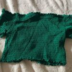 Ambiance Green Short Sleeve Smocked Crop Blouse Photo 2