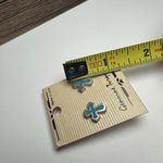 Genuine Turquoise Blue Cross Silver Tone Pierced Stud Earrings NWT Made In USA Photo 4