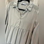 ZARA Women's Size Medium Beige Chic Tiered Shirt Dress Light Gray Mini Summer Photo 7
