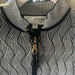 St. John  Collection Knit Cardigan Zip Front Sweater Black & White Photo 4