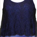 Lucca Couture  Blue & Black Lace Overlay Cropped Tank Back Zip Medium Photo 4